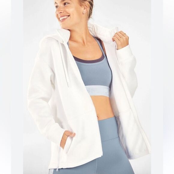 Fabletics Lotta Removable Hood Jacket Full Zip Ice Camo White Women’s XL - Picture 1 of 5